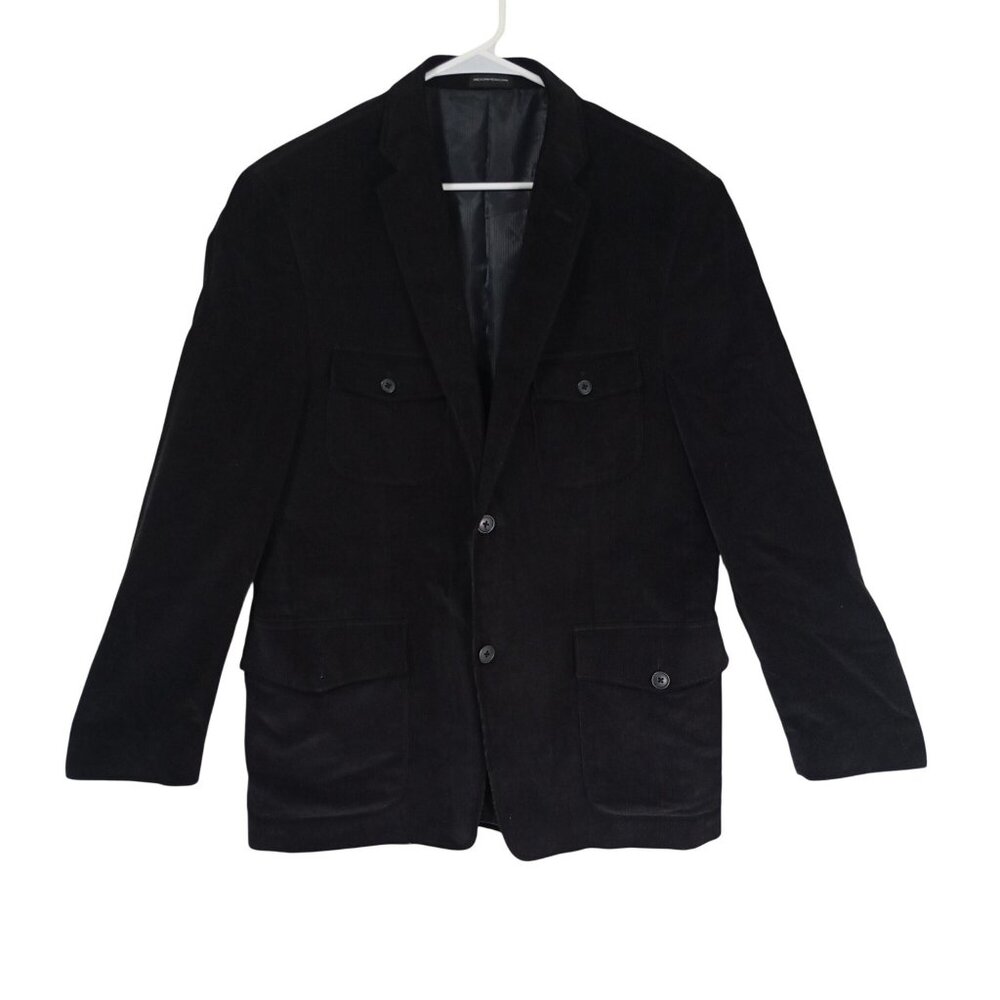 JF J.Ferrar Mens Modern Fit Black Corduroy Blazer Jacket 42R
